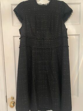 Donna Karan Black Tweed Midi Dress